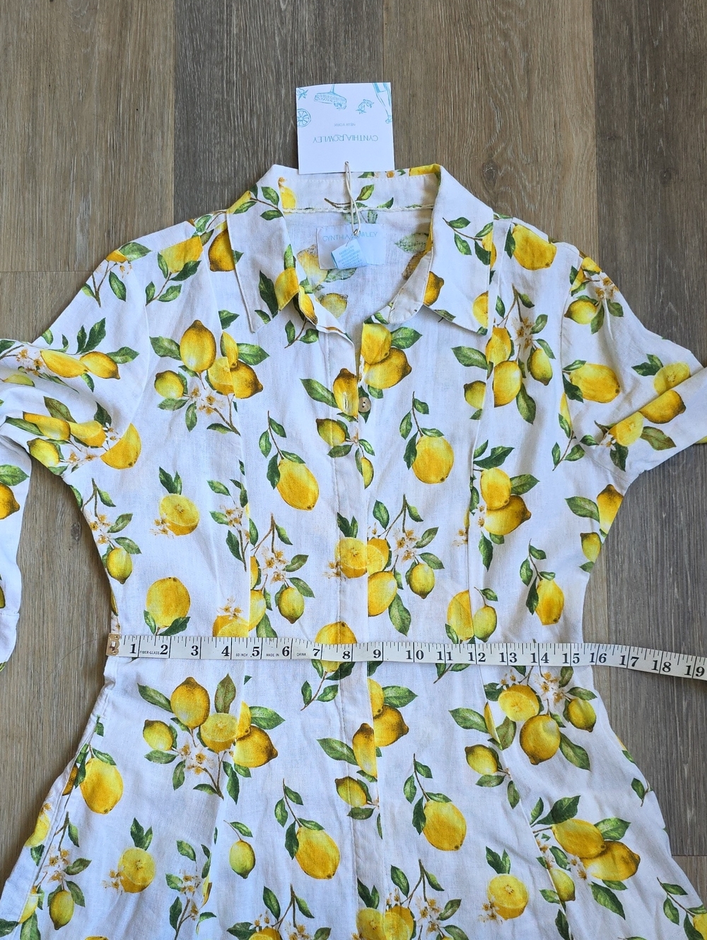Cynthia Rowley White Midi Shirt Dress with Yellow Lemon Print - Picture 6 of 16